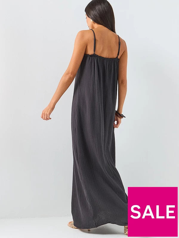 Cheesecloth maxi Dress Washed Black