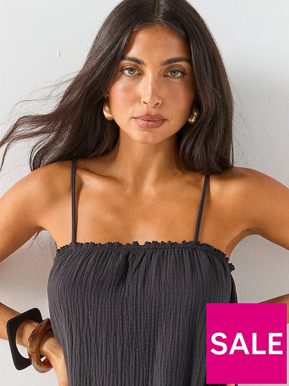 Cheesecloth maxi Dress Washed Black