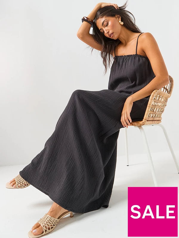Cheesecloth maxi Dress Washed Black