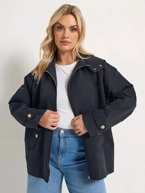 Curve Military Button Jacket Blue