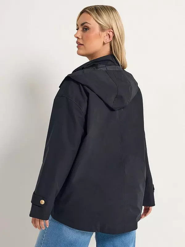 Curve Military Button Jacket Blue