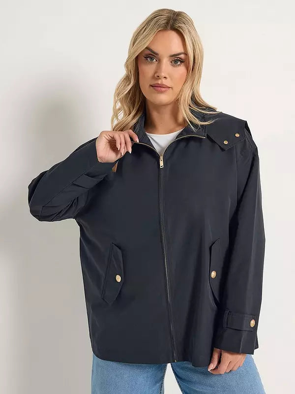 Curve Military Button Jacket Blue