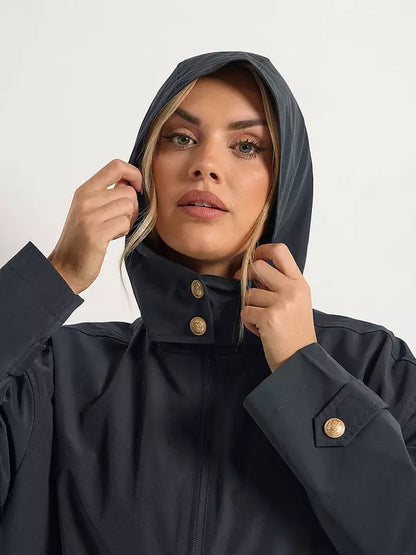 Curve Military Button Jacket Blue