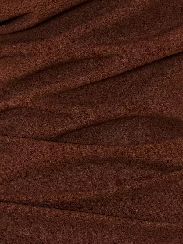 Brown Ruched Off Shoulder Midi Dress