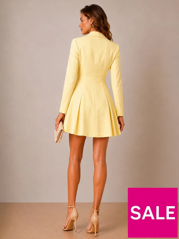 Side Pleat Mini Dress Yellow
