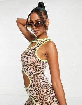 Pattered Maxi Dress With Cut Outs