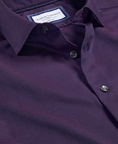 Non-Iron Stretch Texture Extra Slim Fit Shirt - Purple