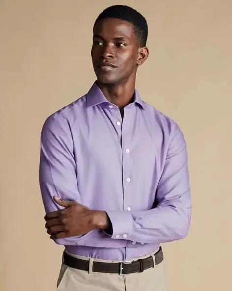 Cutaway Collar Non-Iron Mayfair Weave Shirt - Purple