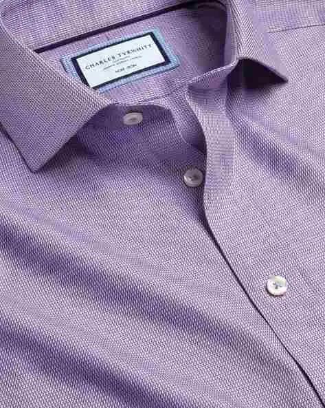 Double Cuff Extra Slim Cutaway Collar Non-Iron Mayfair Weave Shirt - Purple