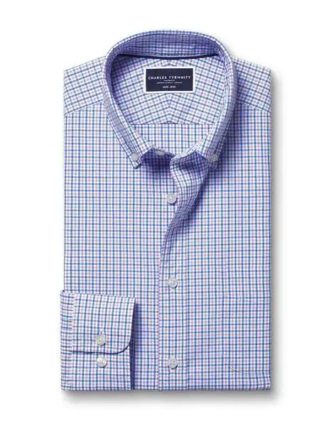 Checked Non-iron Stretch Oxford Slim Fit Shirt