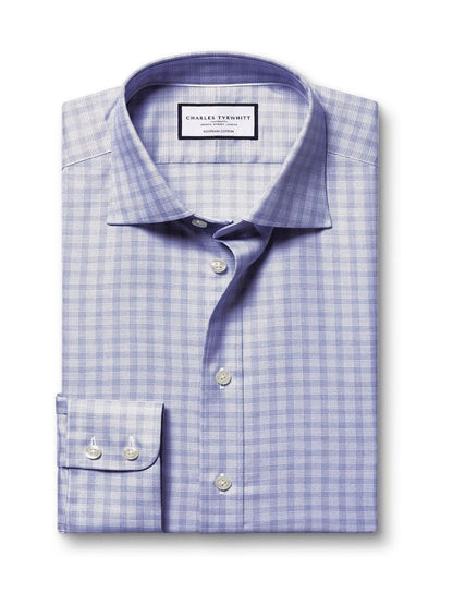 Egyptian Cotton Check Extra Slim Fit Shirt - Blue