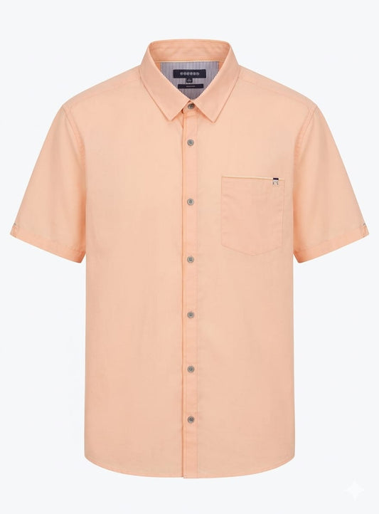Club York Short-Sleeved Slim Fit Shirt - Peach