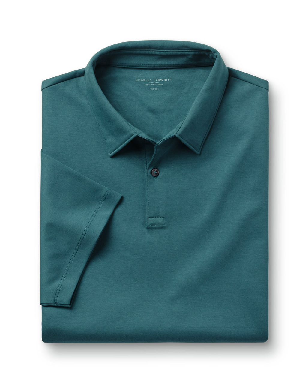 Plain Short Sleeve Jersey Polo Shirt - Teal Green