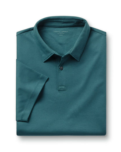 Plain Short Sleeve Jersey Polo Shirt - Teal Green