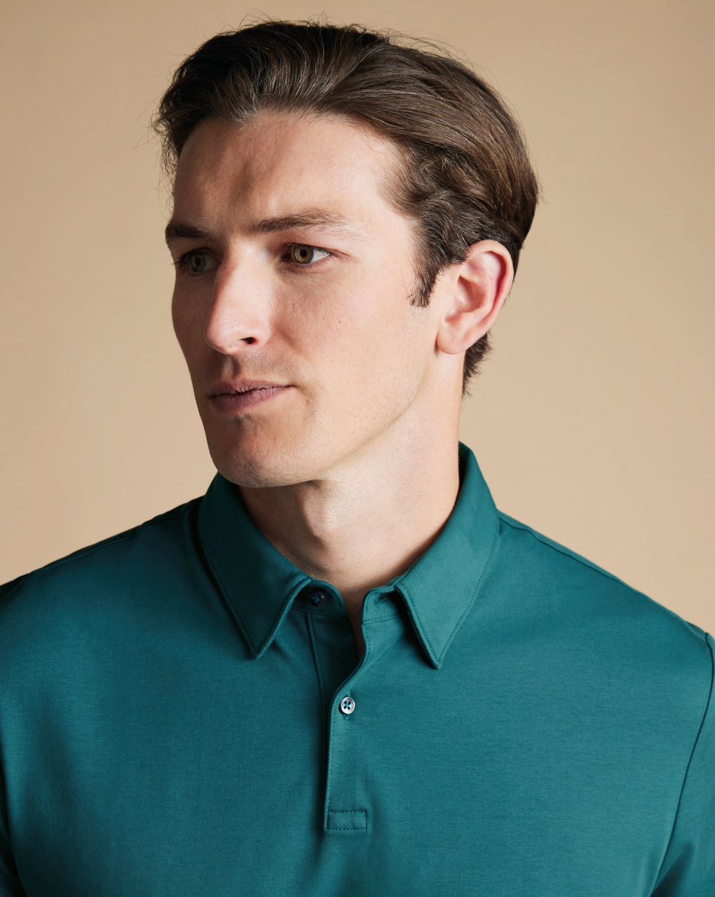 Plain Short Sleeve Jersey Polo Shirt - Teal Green