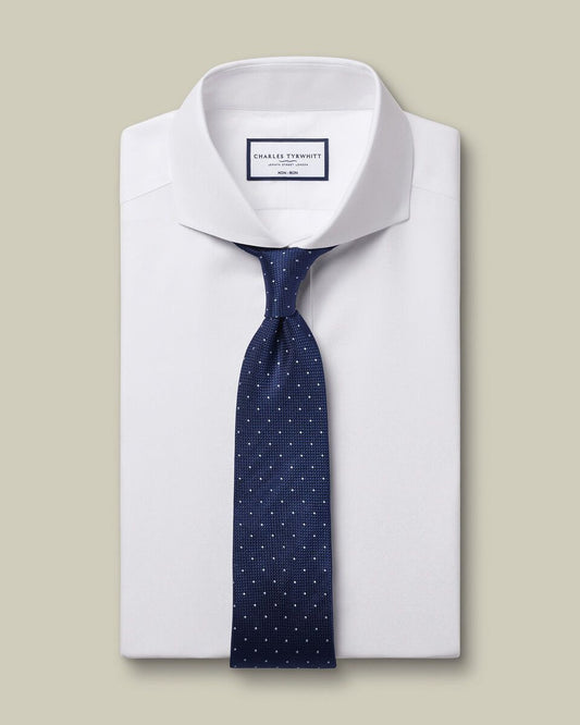 Cutaway Collar Double Cuff Non-Iron Twill Classic Fit Shirt - White