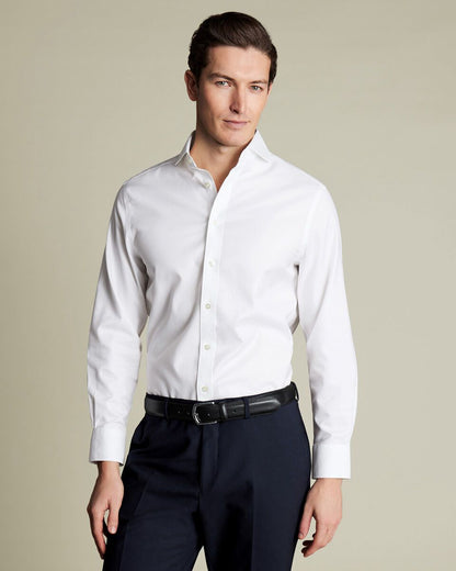 Cutaway Collar Double Cuff Non-Iron Twill Classic Fit Shirt - White