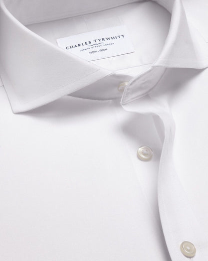 Cutaway Collar Double Cuff Non-Iron Twill Classic Fit Shirt - White