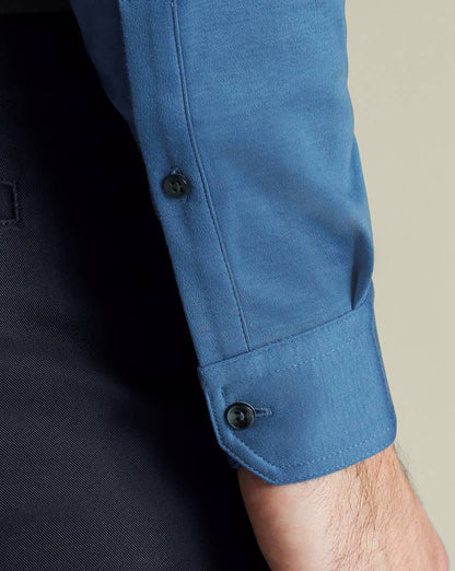 Long Sleeve Smart Jersey Polo - Ocean Blue