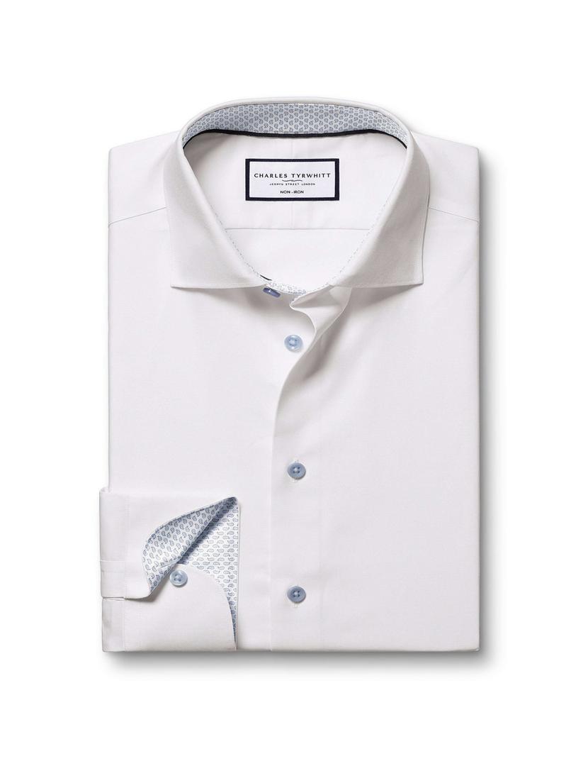 Non-Iron Stretch Slim Fit Shirt Printed Trim