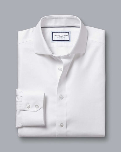Cutaway Collar Non-Iron Clifton Weave Slim Fit Shirt - White
