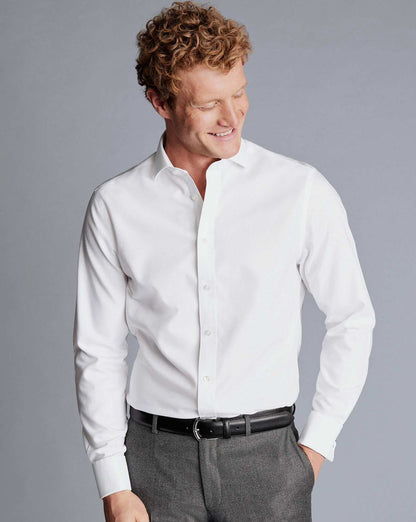 Cutaway Collar Non-Iron Clifton Weave Slim Fit Shirt - White