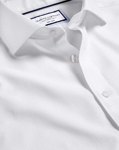 Cutaway Collar Non-Iron Clifton Weave Slim Fit Shirt - White