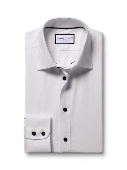 Non-Iron Contrast Twill Shirt Slim Fit - White