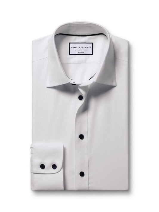 Non-Iron Contrast Twill Shirt Slim Fit - White