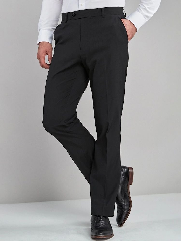 Slim Fit Stretch Smart Trousers - Black