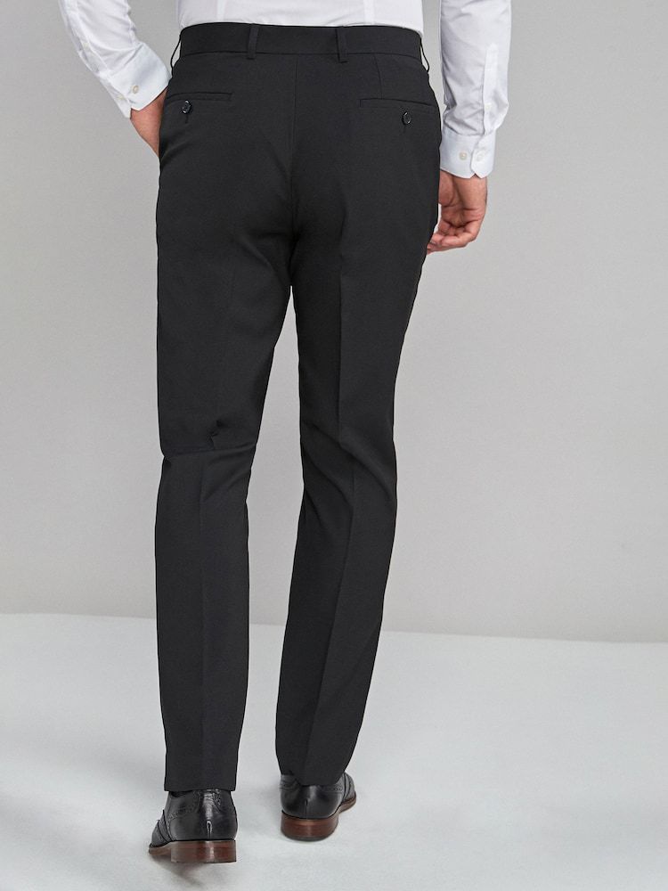 Slim Fit Stretch Smart Trousers - Black