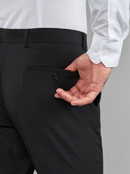 Slim Fit Stretch Smart Trousers - Black
