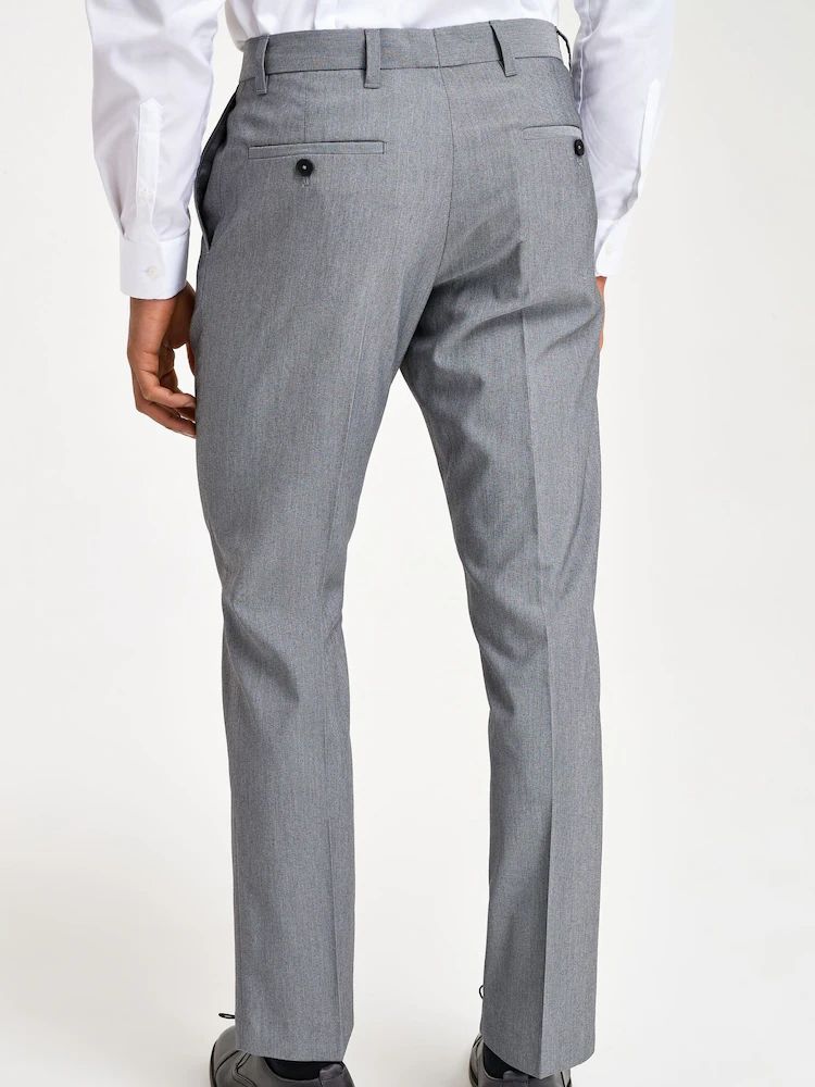 Slim Fit Stretch Smart Trousers - Light Grey