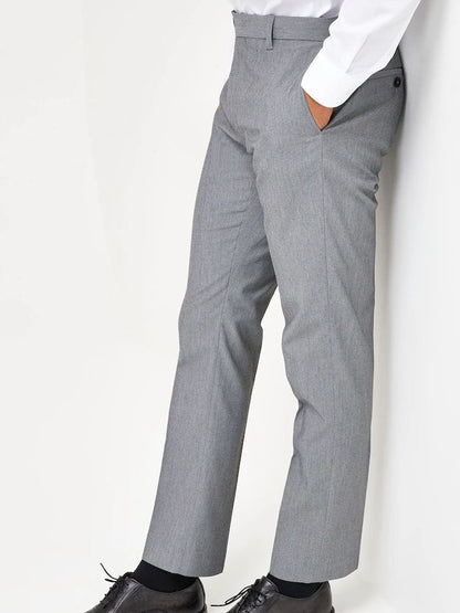 Slim Fit Stretch Smart Trousers - Light Grey