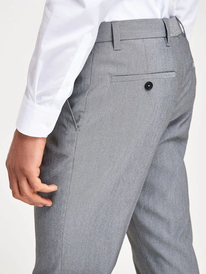 Slim Fit Stretch Smart Trousers - Light Grey