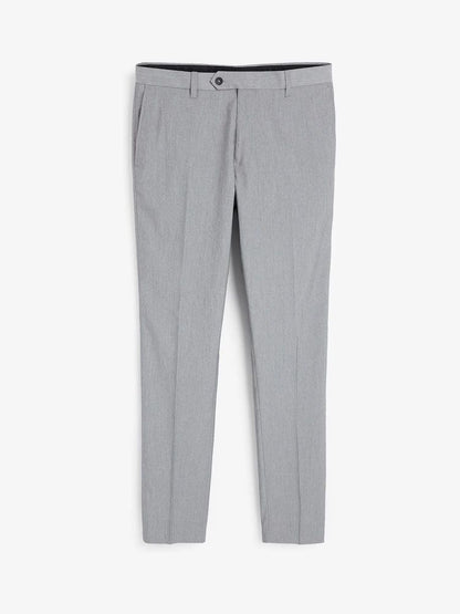 Slim Fit Stretch Smart Trousers - Light Grey