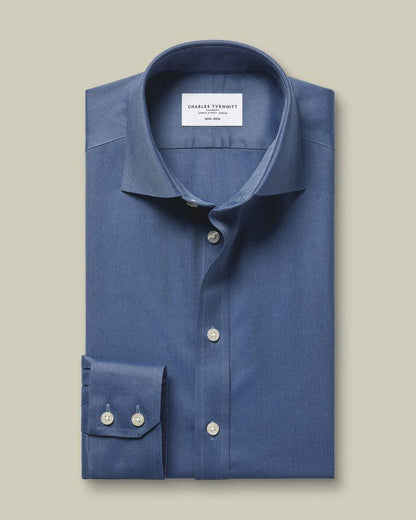 Non-Iron Twill Slim Fit Shirt - Denim Blue