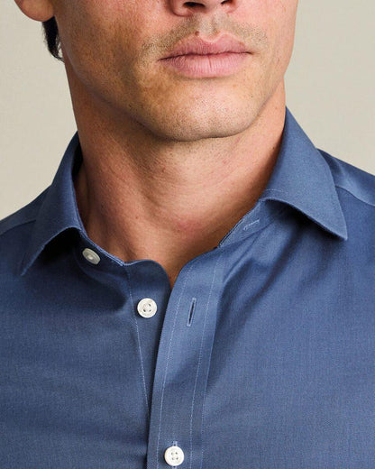 Non-Iron Twill Slim Fit Shirt - Denim Blue