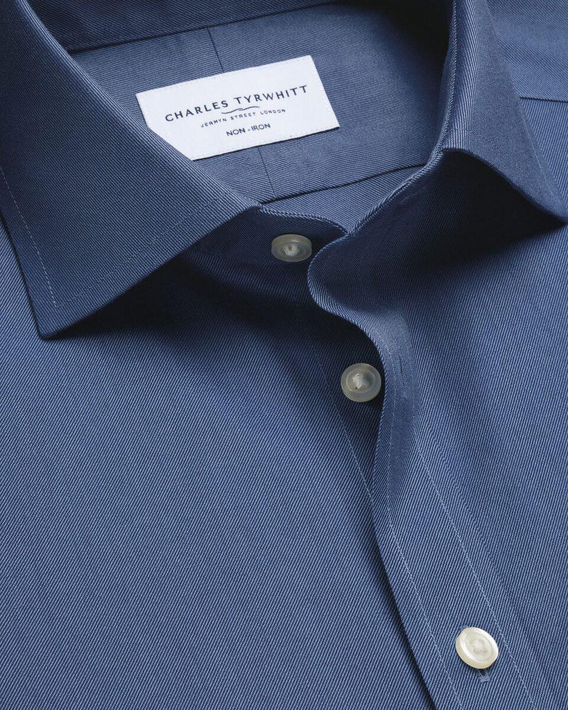 Non-Iron Twill Slim Fit Shirt - Denim Blue