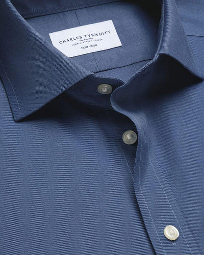 Non-Iron Twill Slim Fit Shirt - Denim Blue