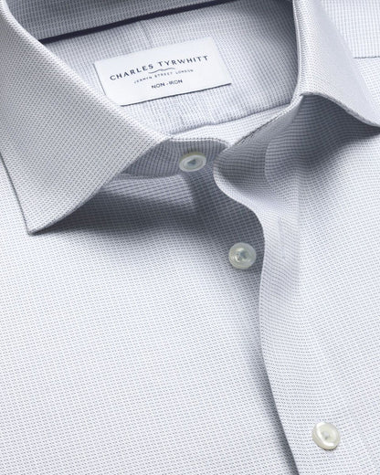 Non-Iron Stretch Greenwich Weave Slim Fit Shirt – Grey
