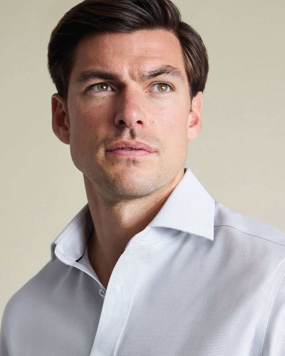 Non-Iron Stretch Greenwich Weave Slim Fit Shirt – Grey