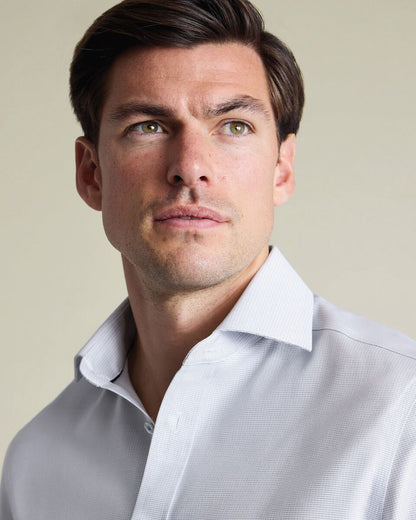 Non-Iron Stretch Greenwich Weave Slim Fit Shirt – Grey