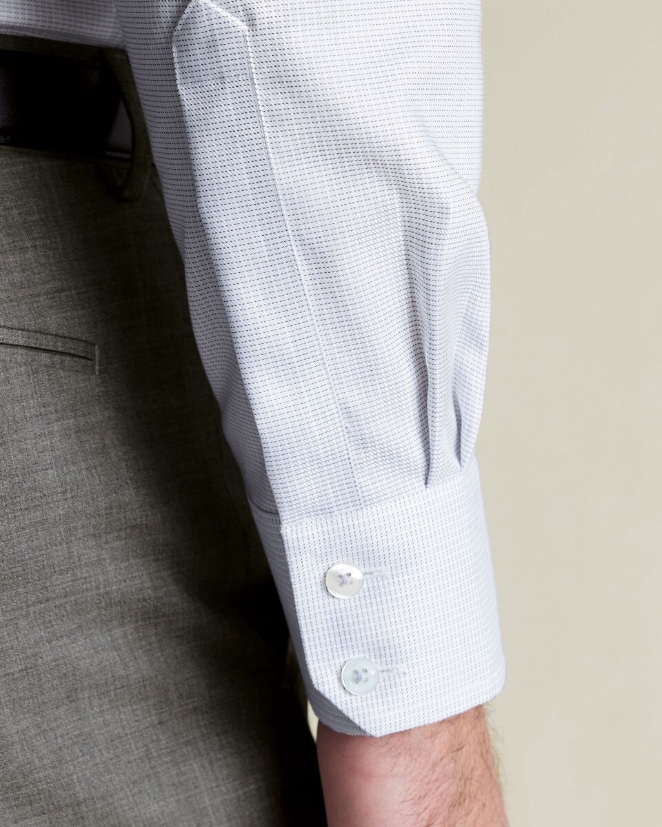 Non-Iron Stretch Greenwich Weave Slim Fit Shirt – Grey