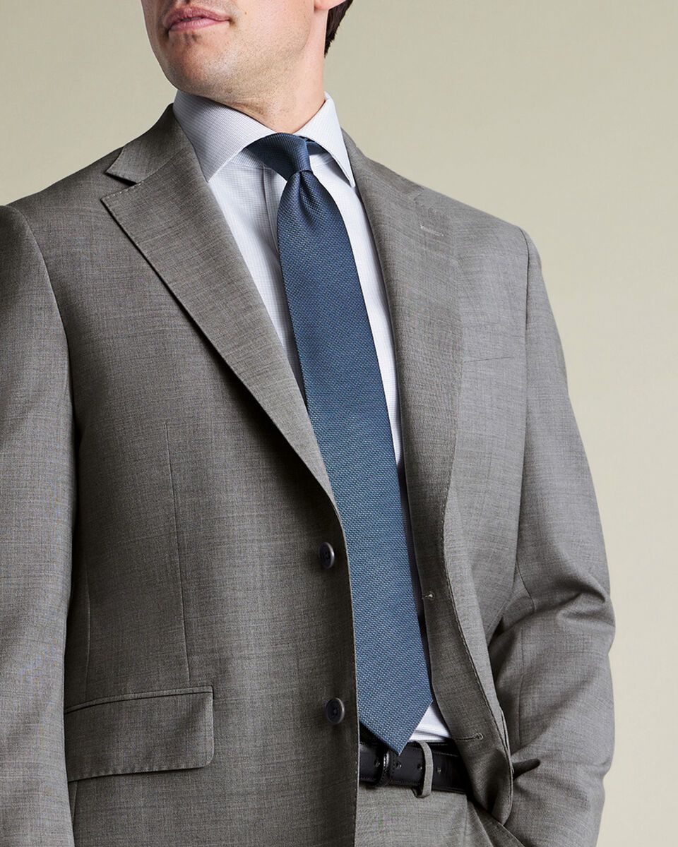 Non-Iron Stretch Greenwich Weave Slim Fit Shirt – Grey