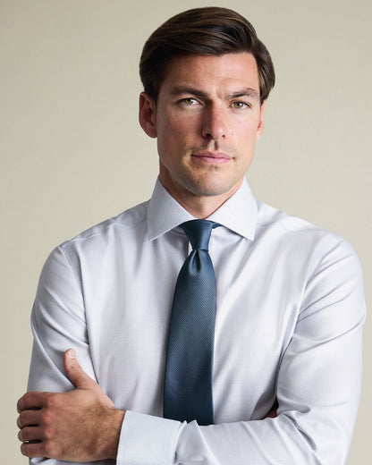 Non-Iron Stretch Greenwich Weave Slim Fit Shirt – Grey