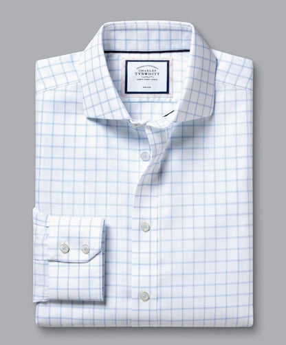 Non-Iron Grid Check Slim Fit Shirt - Cornflower Blue