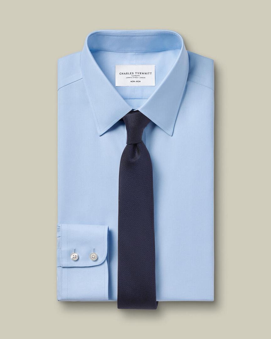Point Collar Non-Iron Twill Extra Slim Fit Shirt - Sky Blue