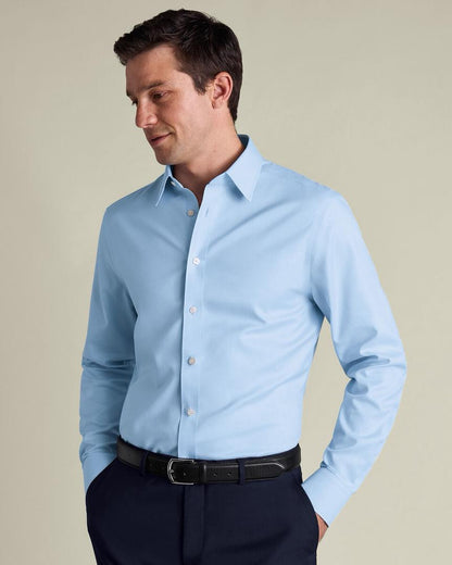 Point Collar Non-Iron Twill Extra Slim Fit Shirt - Sky Blue