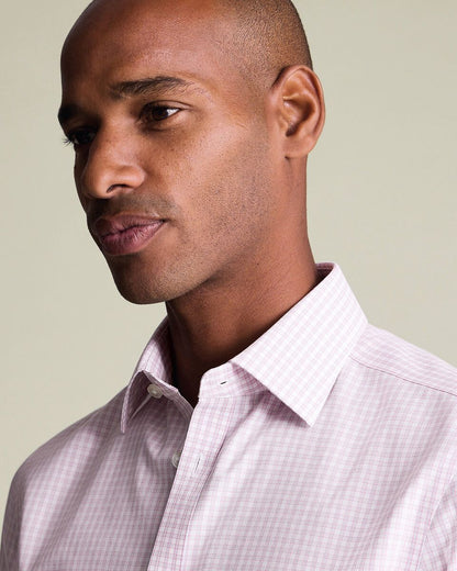 Classic Collar Non-Iron Royal Oxford Check Slim Fit Shirt - Pink